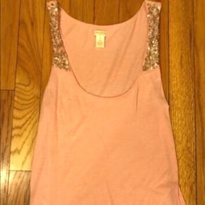 Abercrombie & Fitch A&F Vintage RARE Pink Sequin Straps Bling Tank Top Sz Small